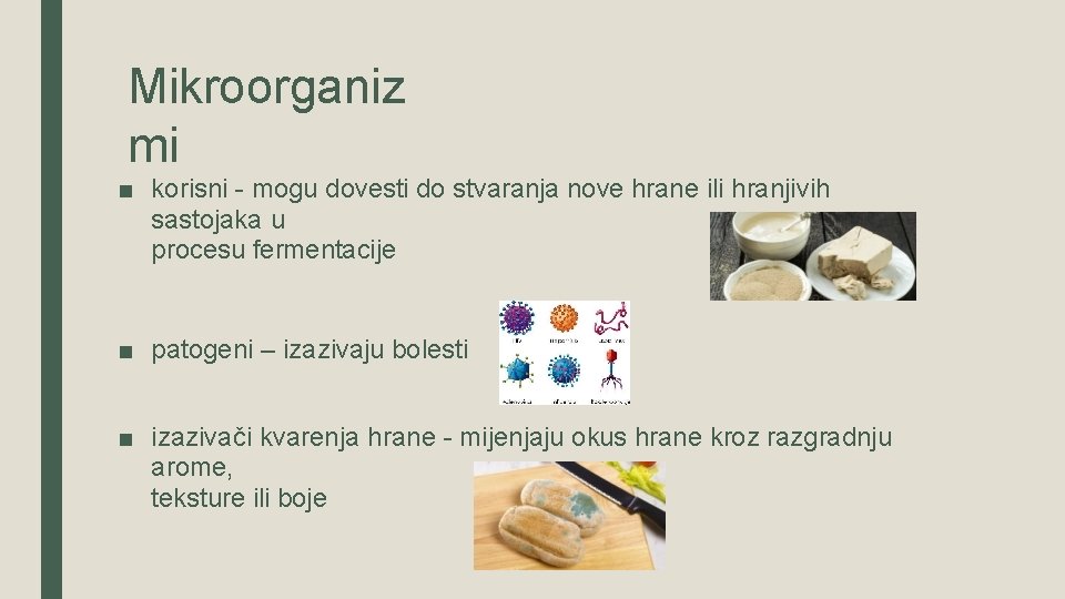 Mikroorganiz mi ■ korisni - mogu dovesti do stvaranja nove hrane ili hranjivih sastojaka