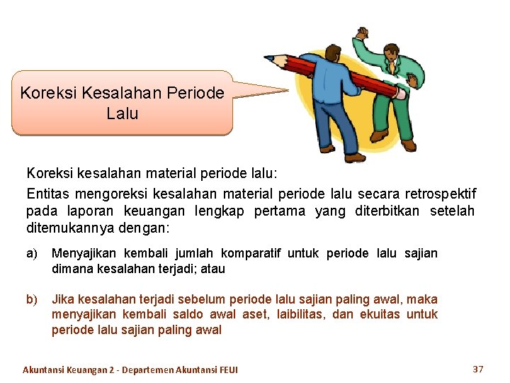 Koreksi Kesalahan Periode Lalu Koreksi kesalahan material periode lalu: Entitas mengoreksi kesalahan material periode