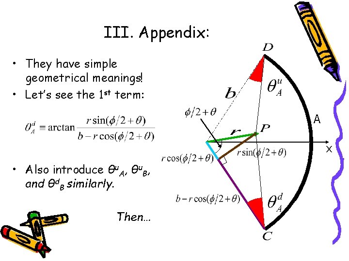 III. Appendix: • They have simple geometrical meanings! • Let’s see the 1 st
