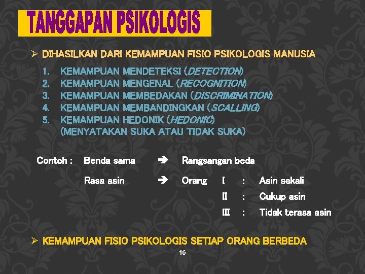 Ø DIHASILKAN DARI KEMAMPUAN FISIO PSIKOLOGIS MANUSIA 1. 2. 3. 4. 5. KEMAMPUAN MENDETEKSI