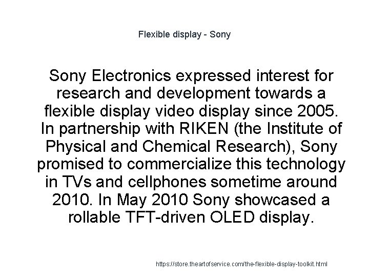 Flexible display - Sony Electronics expressed interest for research and development towards a flexible