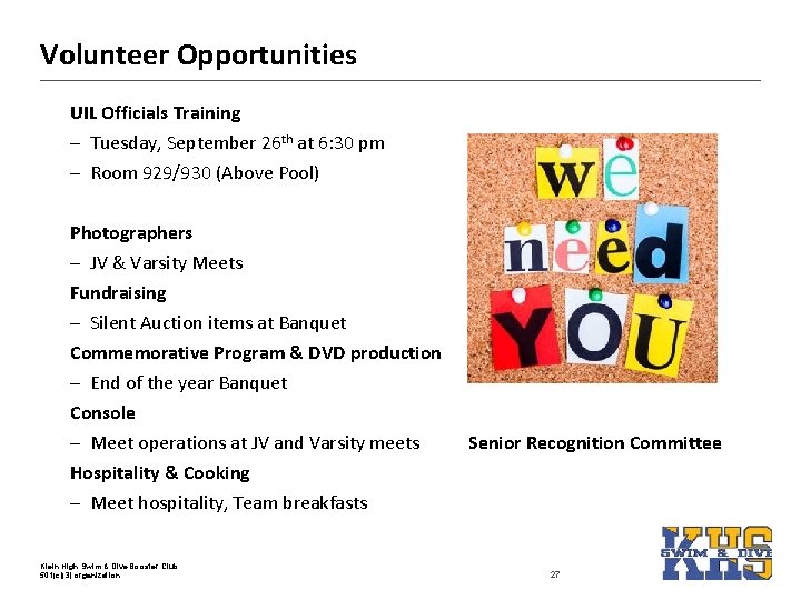 Volunteer Opportunities UIL Officials Training – Tuesday, September 26 th at 6: 30 pm