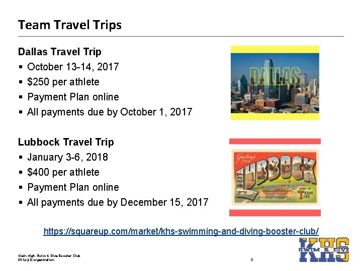 Team Travel Trips Dallas Travel Trip § October 13 -14, 2017 § $250 per