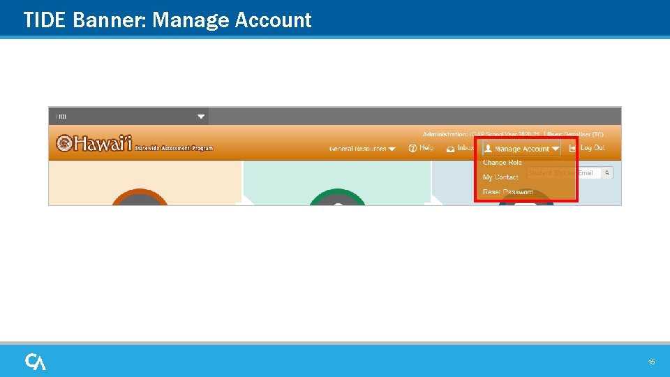 TIDE Banner: Manage Account 15 