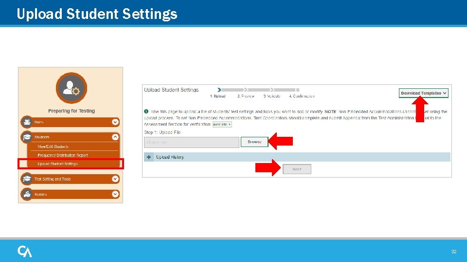 Upload Student Settings 32 