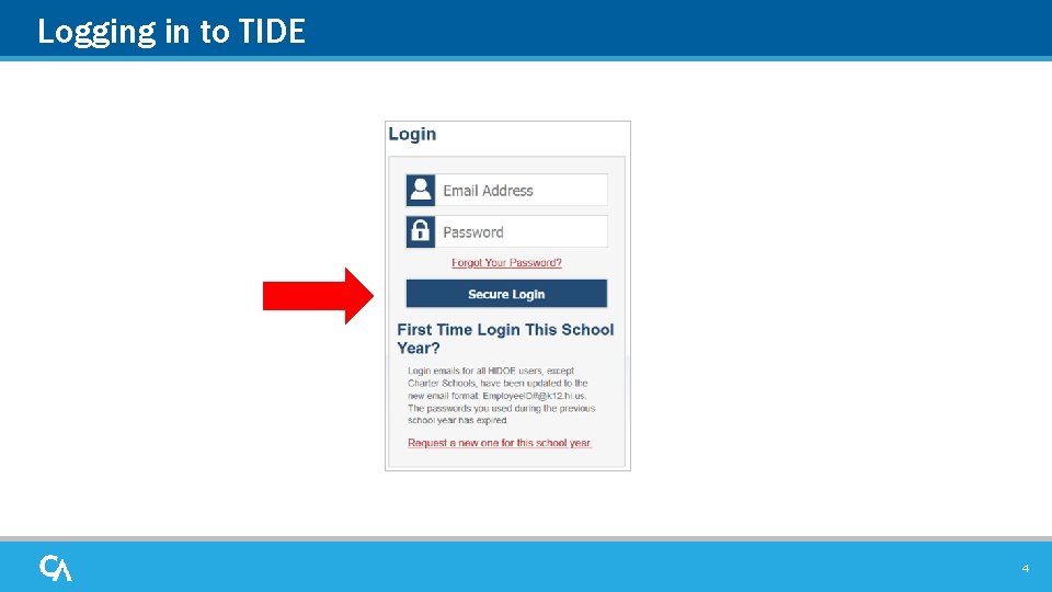 Logging in to TIDE 4 