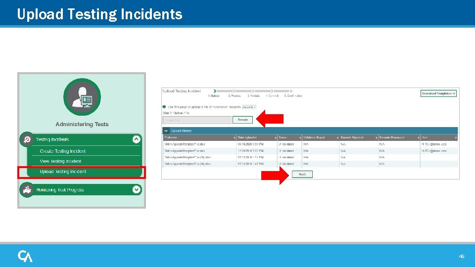 Upload Testing Incidents 49 