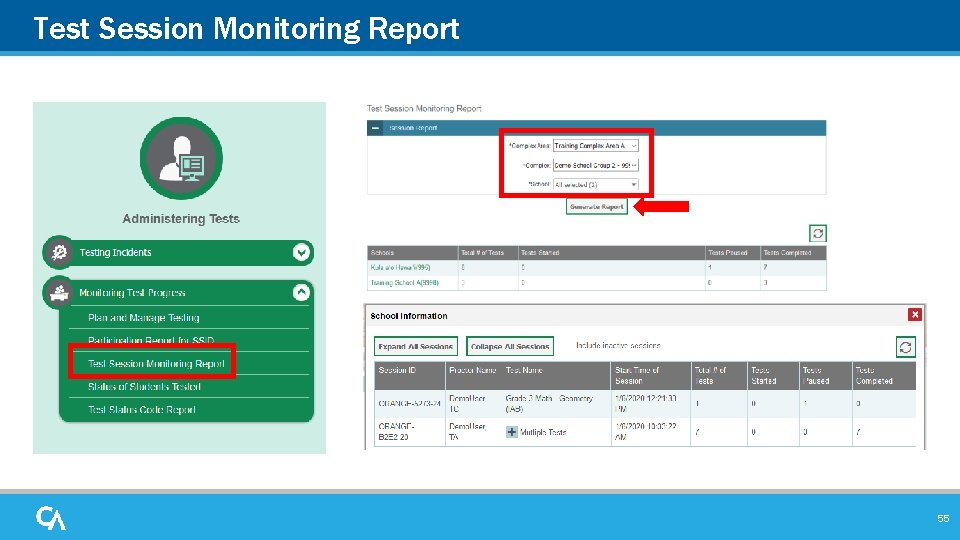 Test Session Monitoring Report 55 