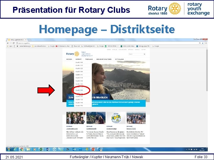 Präsentation für Rotary Clubs Homepage – Distriktseite 21. 05. 2021 Furtwängler / Kupfer /