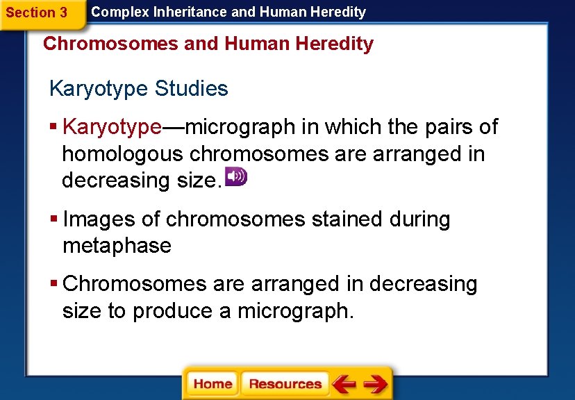 Section 3 Complex Inheritance and Human Heredity Chromosomes and Human Heredity Karyotype Studies § Section 3 Complex Inheritance and Human Heredity Chromosomes and Human Heredity Karyotype Studies §