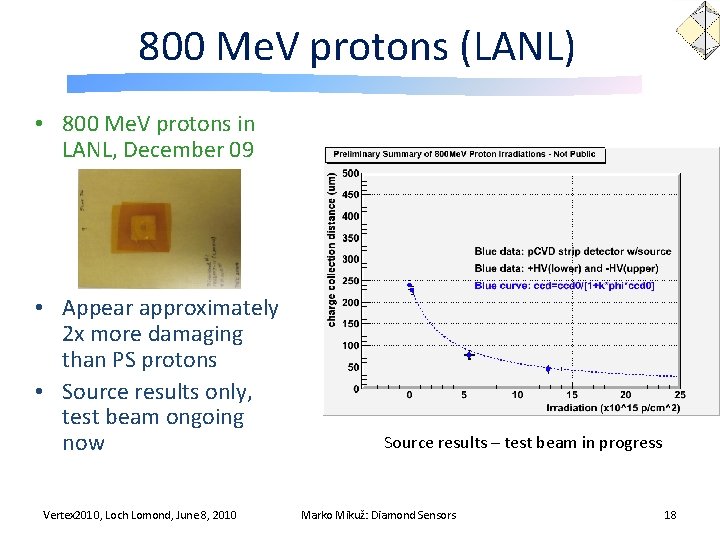 800 Me. V protons (LANL) • 800 Me. V protons in LANL, December 09