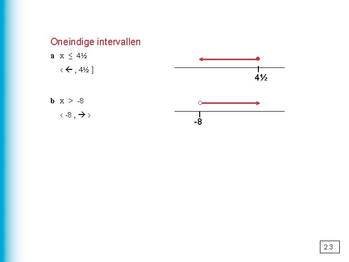 Oneindige intervallen a x ≤ 4½ ● l 4½ ‹ , 4½ ] b