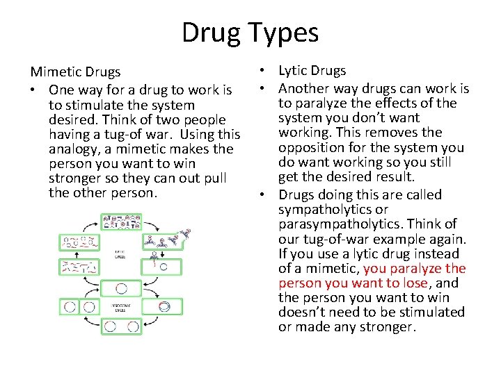 Drug Types Mimetic Drugs • One way for a drug to work is to