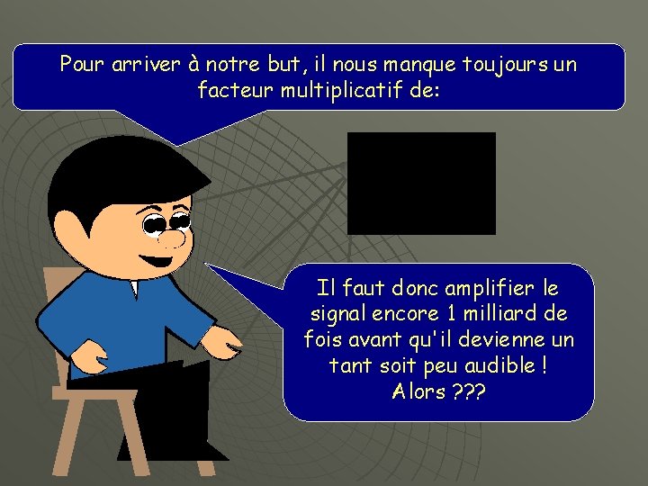 Pour arriver à notre but, il nous manque toujours un facteur multiplicatif de: Il