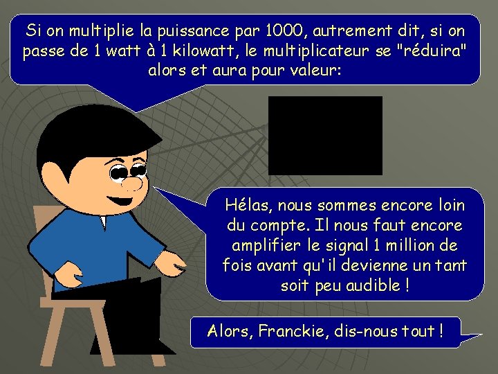 Si on multiplie la puissance par 1000, autrement dit, si on passe de 1