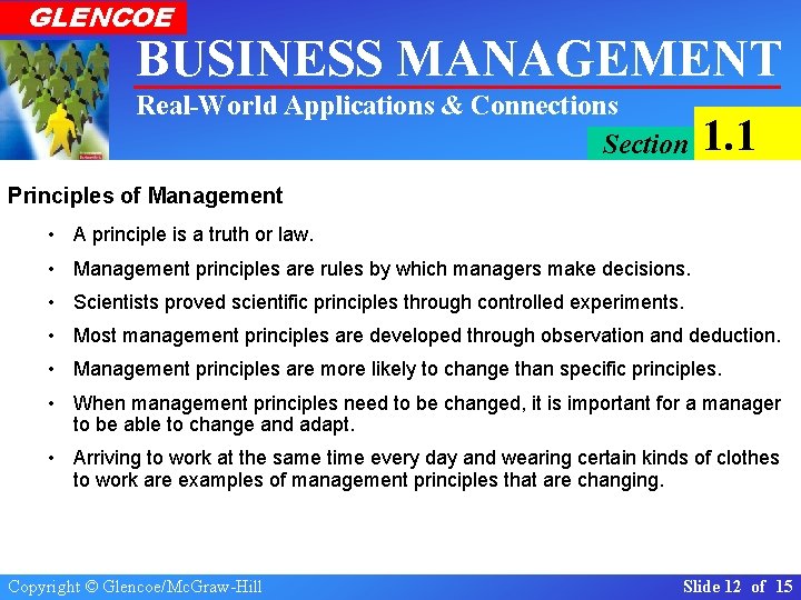GLENCOE BUSINESS MANAGEMENT Real-World Applications & Connections Section 1. 1 The Importance of Business