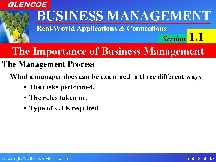 GLENCOE BUSINESS MANAGEMENT Real-World Applications & Connections Section 1. 1 The Importance of Business