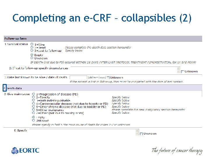 Completing an e-CRF – collapsibles (2) 