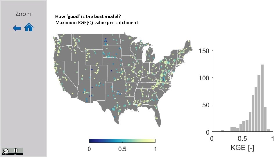 Zoom How ‘good’ is the best model? Maximum KGE(Q) value per catchment 