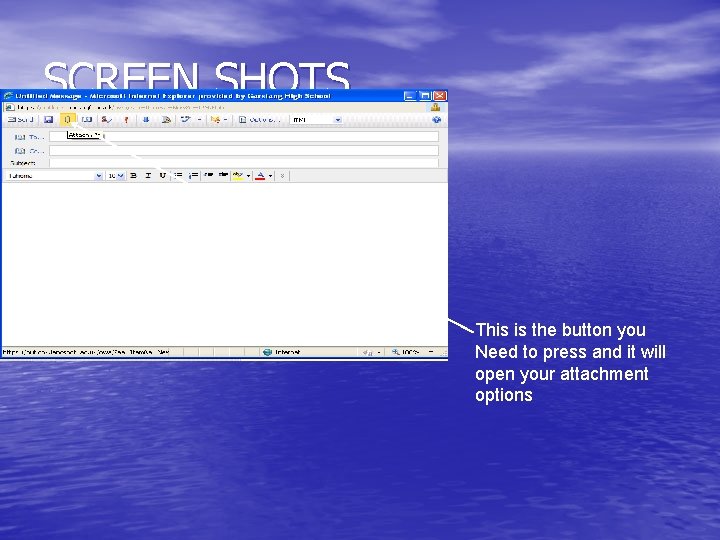 SCREEN SHOTS This is the button you Need to press and it will open