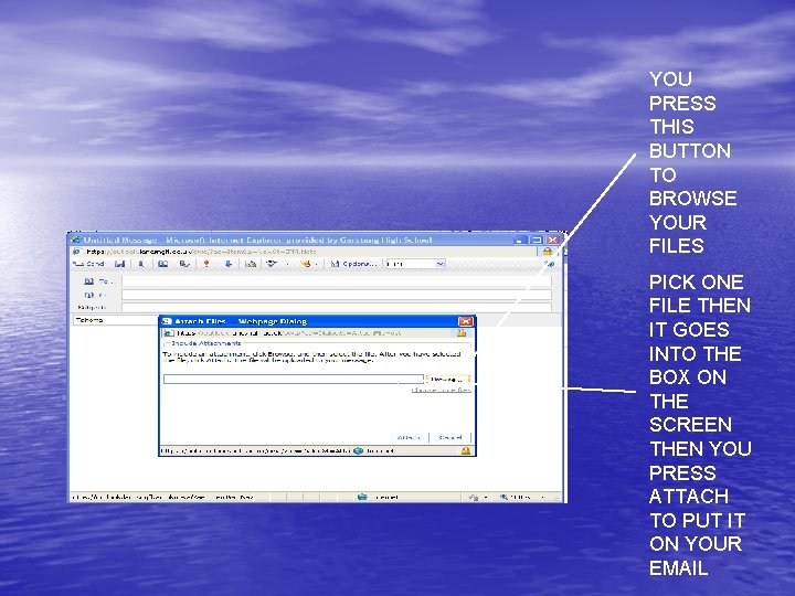 YOU PRESS THIS BUTTON TO BROWSE YOUR FILES PICK ONE FILE THEN IT GOES