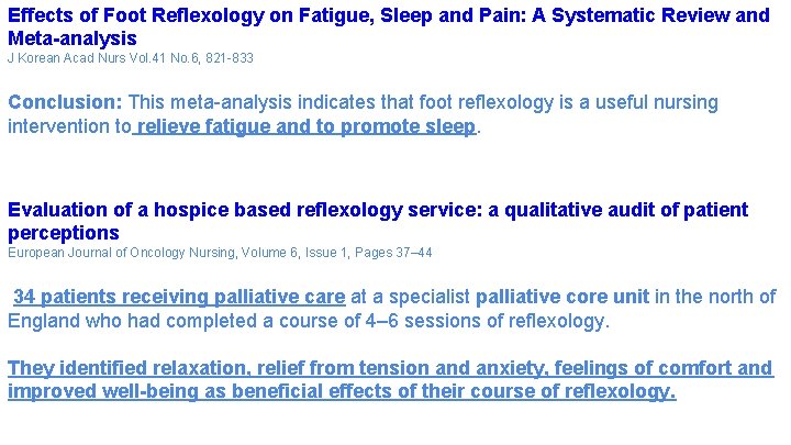 Effects of Foot Reflexology on Fatigue, Sleep and Pain: A Systematic Review and Meta-analysis