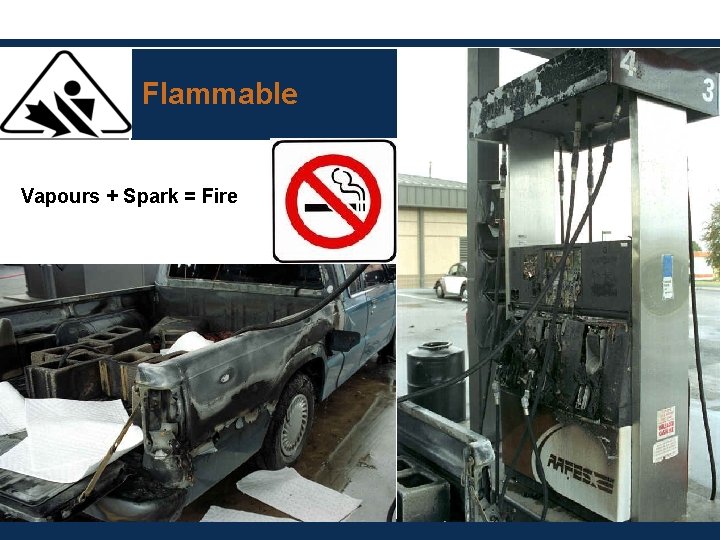 Flammable Vapours + Spark = Fire Flammable Vapours + Spark = Fire