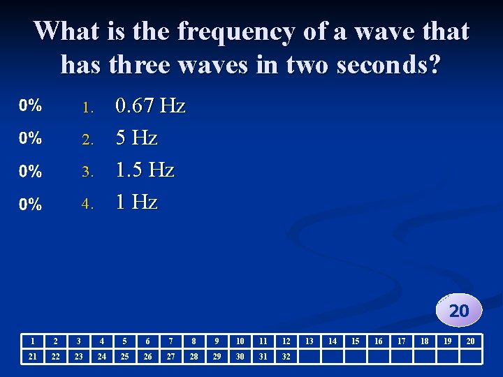 What is the frequency of a wave that has three waves in two seconds?