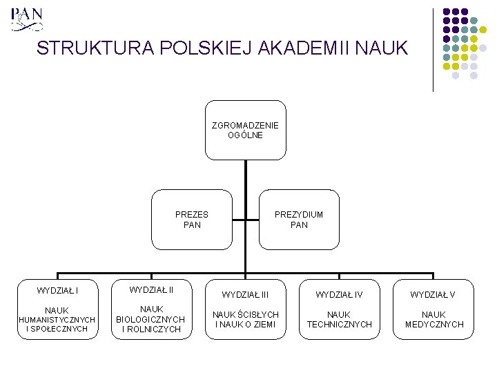 STRUKTURA POLSKIEJ AKADEMII NAUK ZGROMADZENIE OGÓLNE PREZES PAN WYDZIAŁ II NAUK BIOLOGICZNYCH I ROLNICZYCH