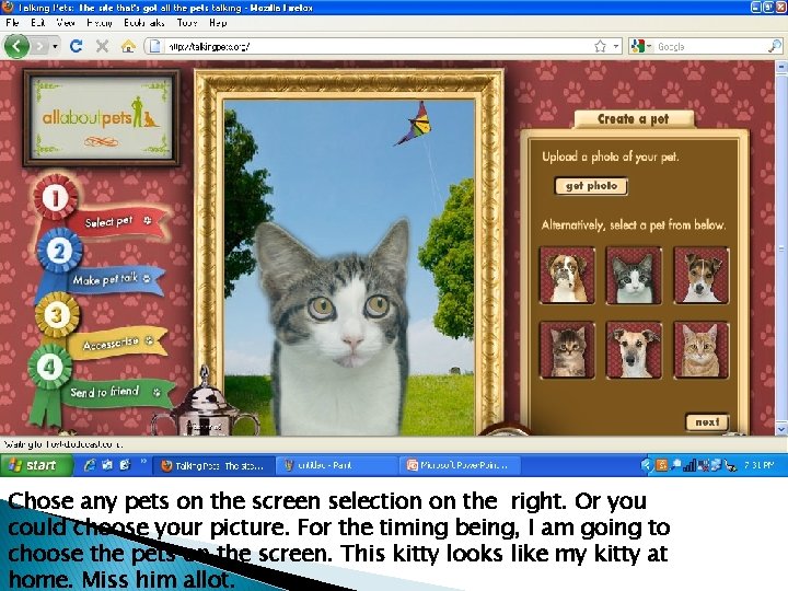 Chose any pets on the screen selection on the right. Or you could choose