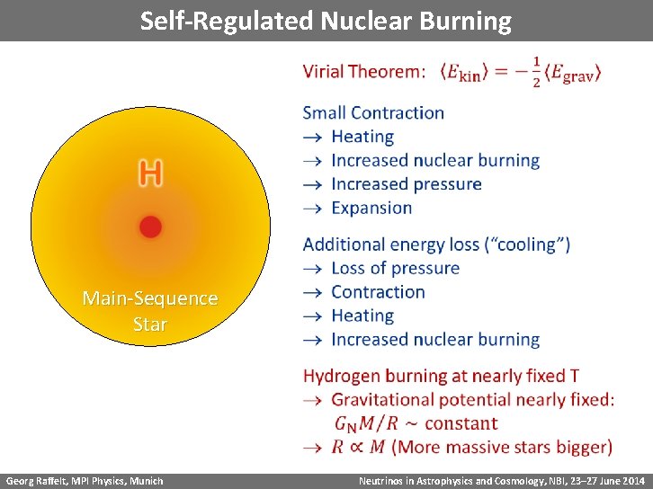 Self-Regulated Nuclear Burning Main-Sequence Star Georg Raffelt, MPI Physics, Munich Neutrinos in Astrophysics and