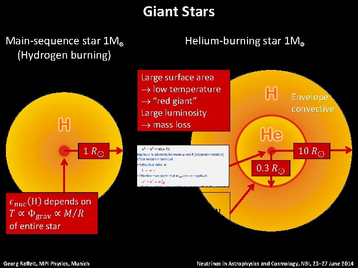 Giant Stars Main-sequence star 1 M⊙ (Hydrogen burning) Helium-burning star 1 M⊙ Large surface