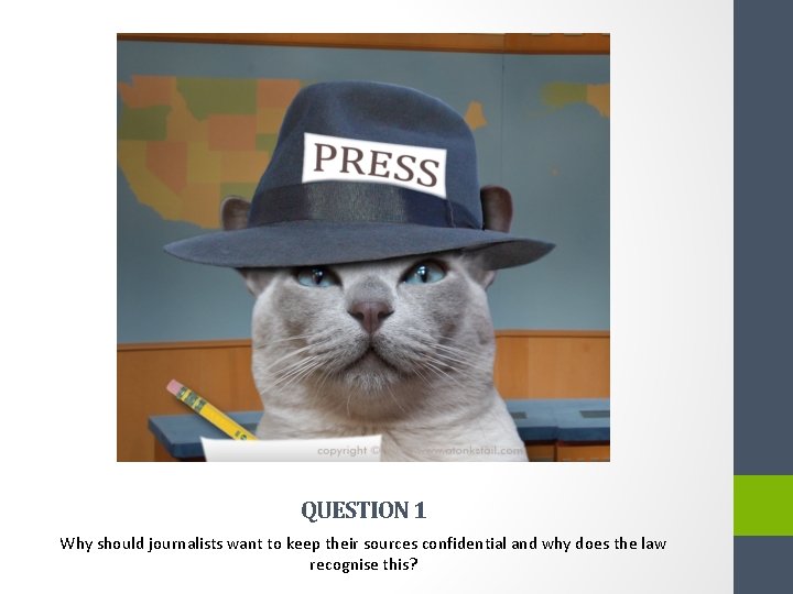 QUESTION 1 Why should journalists want to keep their sources confidential and why does