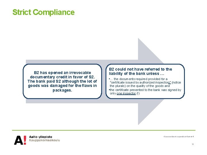 Strict Compliance B 2 has opened an irrevocable documentary credit in favor of S