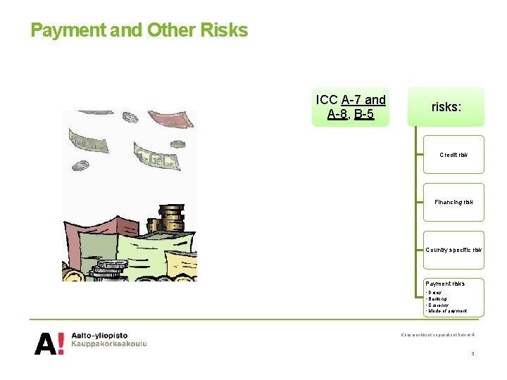 Payment and Other Risks ICC A-7 and A-8, B-5 risks: Credit risk Financing risk