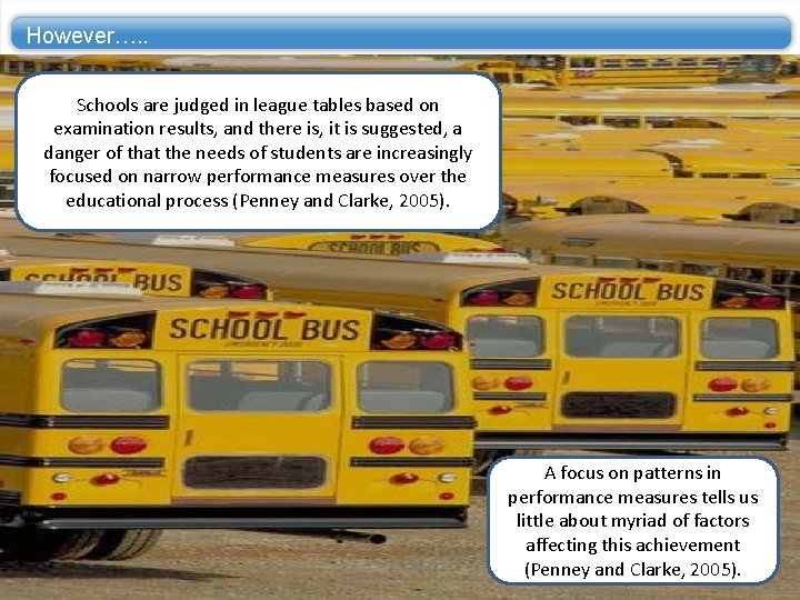 However…. . Schools are judged in league tables based on examination results, and there