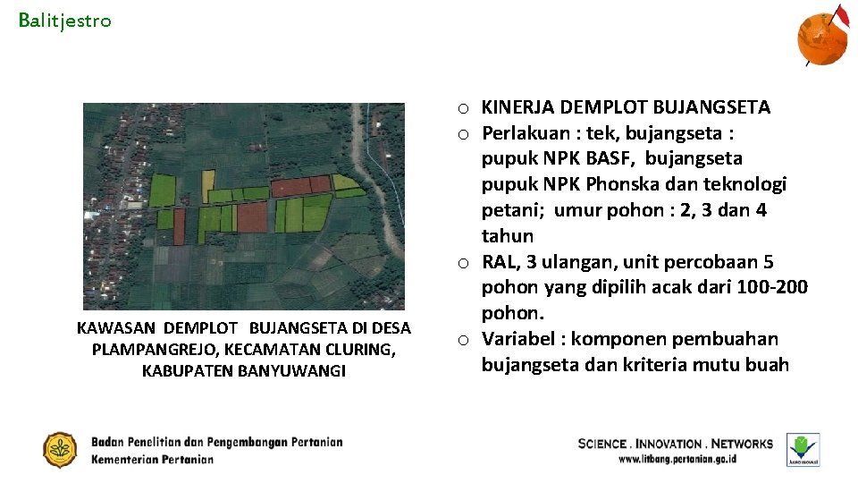 Balitjestro KAWASAN DEMPLOT BUJANGSETA DI DESA PLAMPANGREJO, KECAMATAN CLURING, KABUPATEN BANYUWANGI o KINERJA DEMPLOT