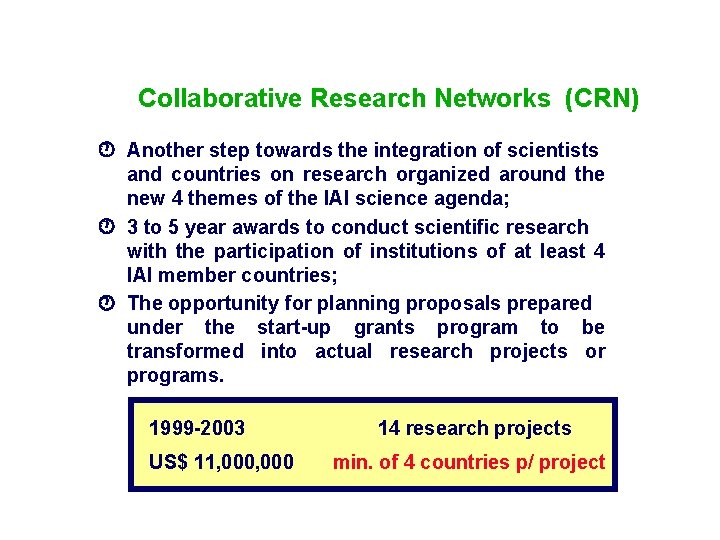 Collaborative Research Networks (CRN) Another step towards the integration of scientists and countries on