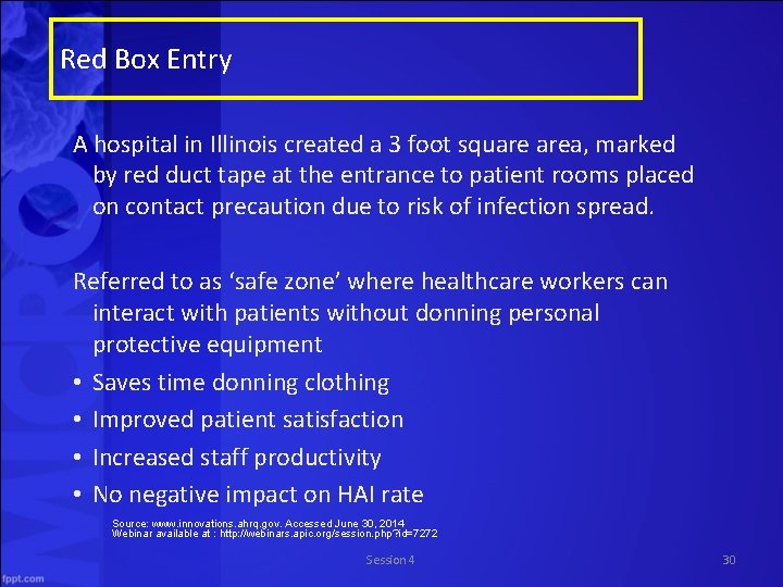 Red Box Entry A hospital in Illinois created a 3 foot square area, marked