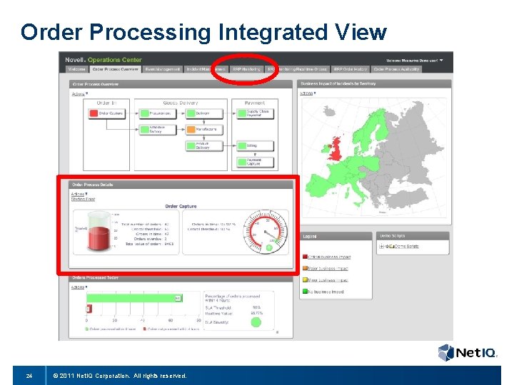 Order Processing Integrated View 24 © 2011 Net. IQ Corporation. All rights reserved. 