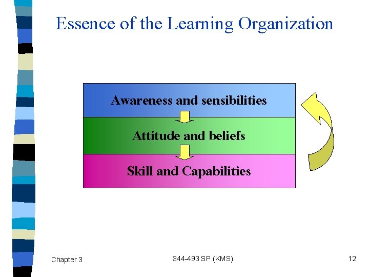 Essence of the Learning Organization Awareness and sensibilities Attitude and beliefs Skill and Capabilities