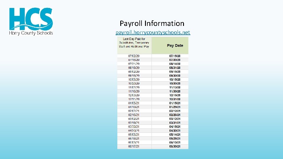 Payroll Information payroll. horrycountyschools. net 