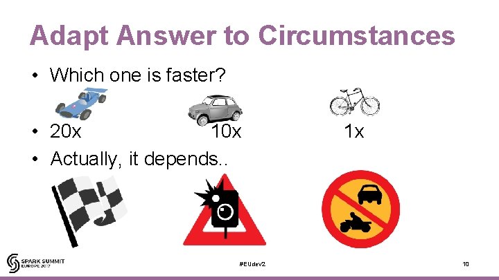 Adapt Answer to Circumstances • Which one is faster? • 20 x 10 x
