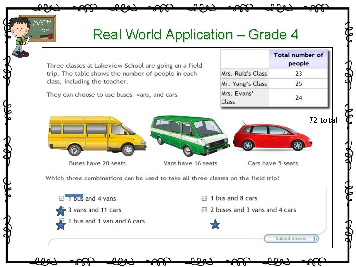 Real World Application – Grade 4 72 total 