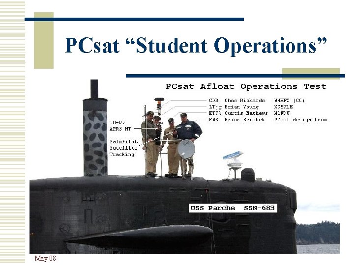 PCsat “Student Operations” May 08 