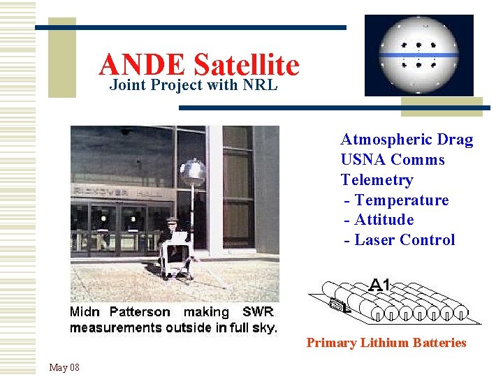 ANDE Satellite Joint Project with NRL Atmospheric Drag USNA Comms Telemetry - Temperature -