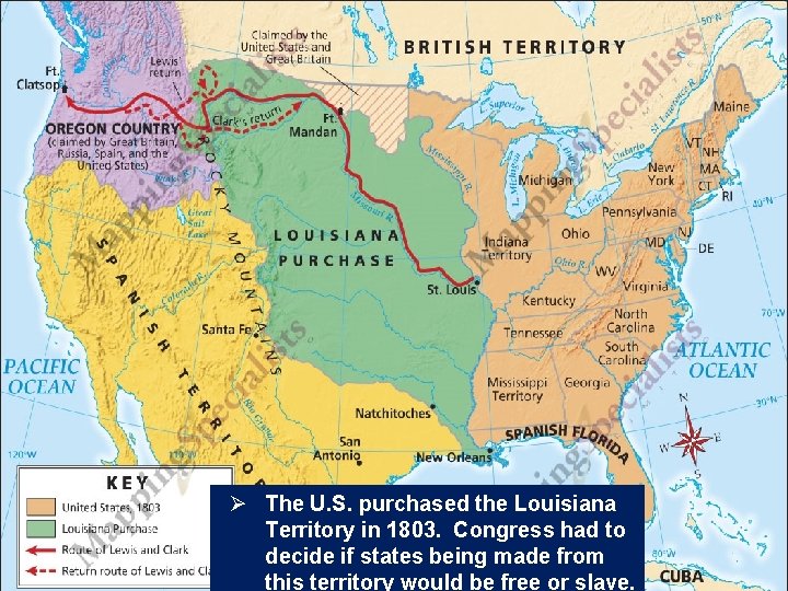 Ø The U. S. purchased the Louisiana Territory in 1803. Congress had to decide