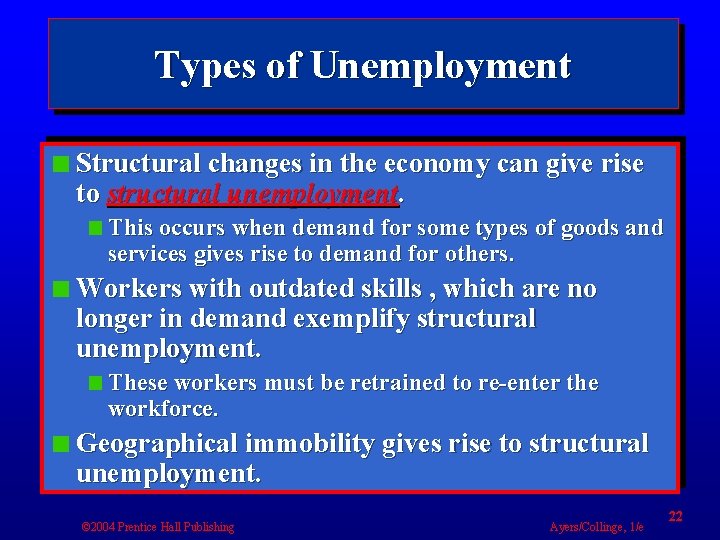 Types of Unemployment Structural changes in the economy can give rise to structural unemployment.