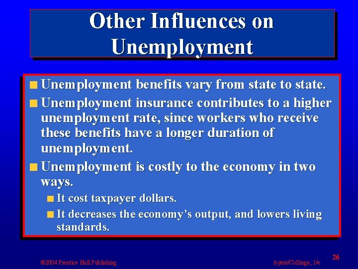 Other Influences on Unemployment benefits vary from state to state. Unemployment insurance contributes to