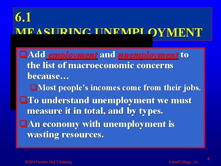 6. 1 MEASURING UNEMPLOYMENT q. Add employment and unemployment to the list of macroeconomic